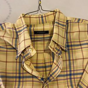Burberry Men’s XL yellow plaid button down sport shirt